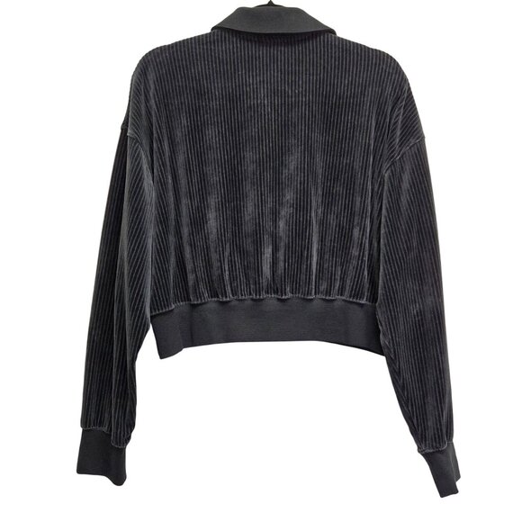 Nike Womens Black Ribbed Velour Cropped Pullover Quarter Zip Size M - Picture 3 of 9